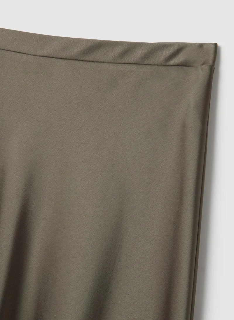 Ovs OVS Grey Satin Skirt With Regular Fit And Elastic Waist